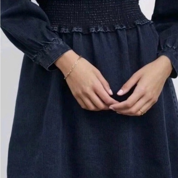 Rails NWOT Shawna Dark Vintage Smocked Waist Long Sleeve Denim Dress Size XL - Picture 3 of 9